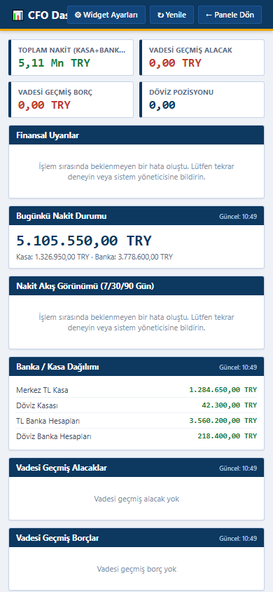 DuruNex ERP mobil ekran genişliğinde görünüm